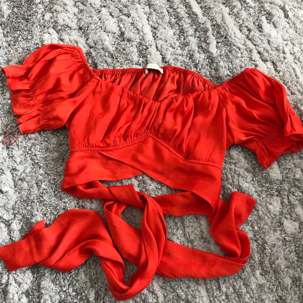 Red Wrap Crop Top for Women